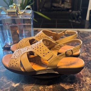 Easy Street Bolt Beige Perforated Slingback Sandals - Women’s Size 10W